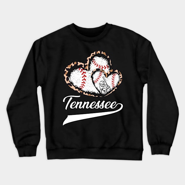 Tennessee Souvenir Leopard Hearts I Love Tennessee Women Crewneck Sweatshirt by Jhon Towel
